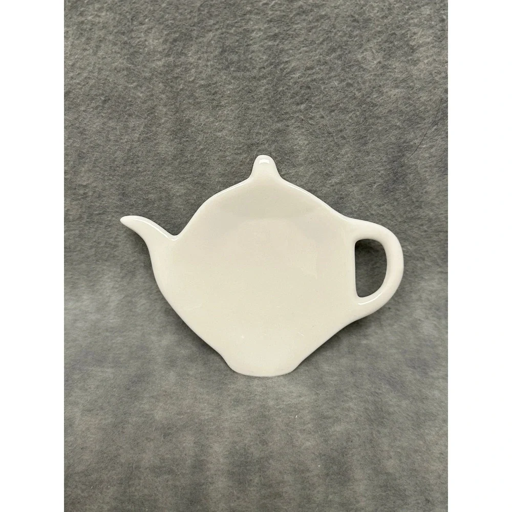 Teabag Rest Holder Dish Teapot Shape Ceramic White‎ Precitime